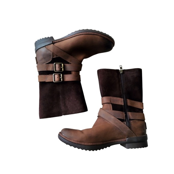 UGG Shoes - UGG Women's Brown Lorna Waterproof Multi-textured Uppers Leather Boots Size 7